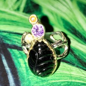 NATURAL SPINEL, AMETHYST, CITRINE RING